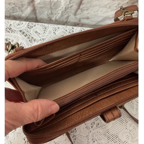 the Sak Brown Leather Wallet Organizer Boho Crossbody Bag Travel - Picture 4 of 9